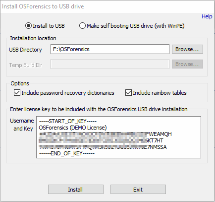 USB install options